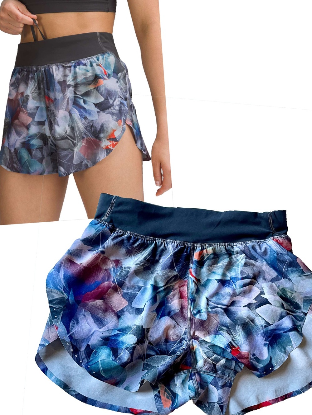 Lululemon Fast and Free Reflective High-Rise Classic Fit Short 3" Grey Floral W4